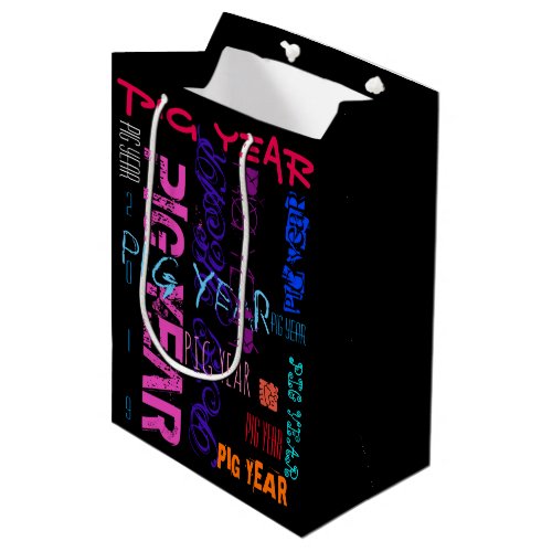 Graffiti style Repeating Pig Year 2019 M Gift Bag