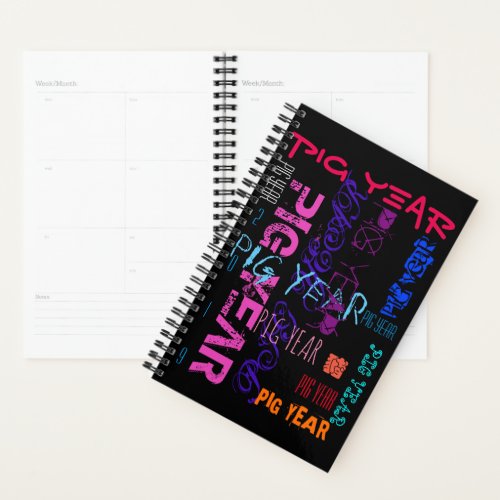 Graffiti style Repeating Pig Year 2019 Planner