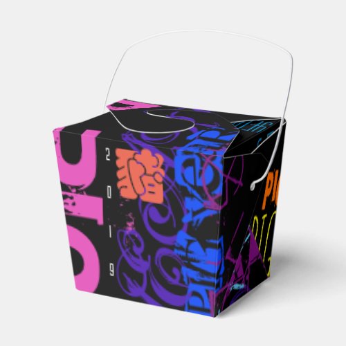 Graffiti style Repeating Pig Year 2019 Take Out B Favor Boxes