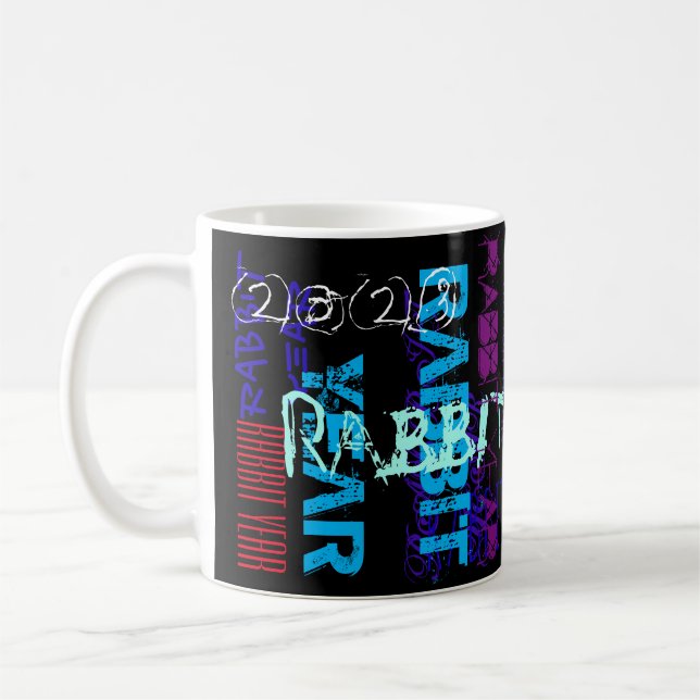 Graffiti style Repeating Rabbit Year 2023 Mug (Left)