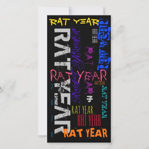 Graffiti style Repeating Rat Metal Year 2020 FC Holiday Card