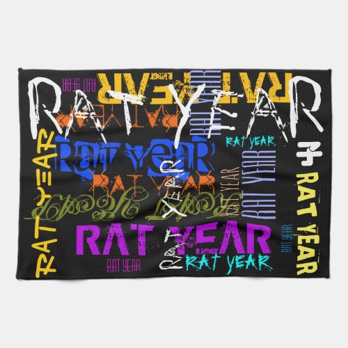Graffiti style Repeating Rat Metal Year 2020 HandT Kitchen Towel