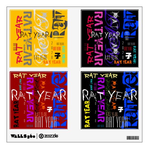 Graffiti style Repeating Rat Metal Year 2020 WD Wall Decal