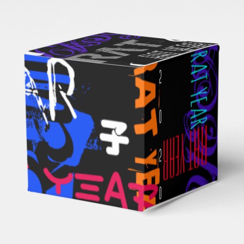 Graffiti style Repeating Rat Year 2020 Cube FB Favor Boxes