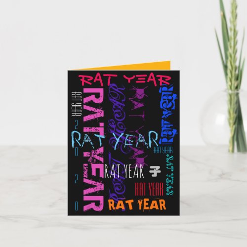 Graffiti style Repeating Rat Year 2020 Folded Card