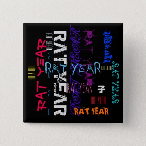 Graffiti style Repeating Rat Year 2020 Square B Button