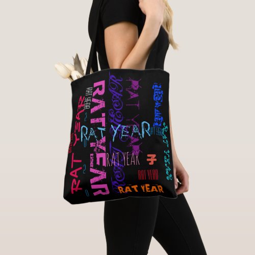Graffiti style Repeating Rat Year Zodiac Birthday Tote Bag
