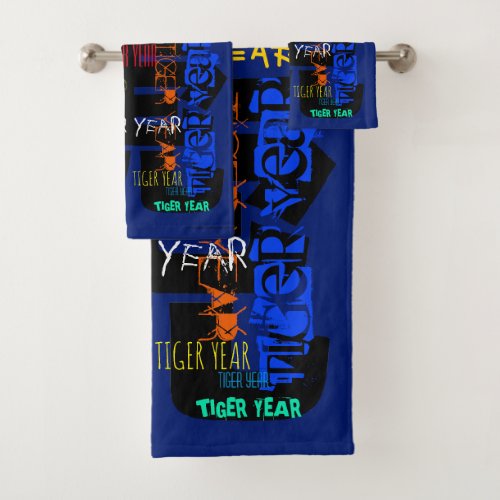 Graffiti style Repeating Tiger Year 2022 Bath TS Bath Towel Set