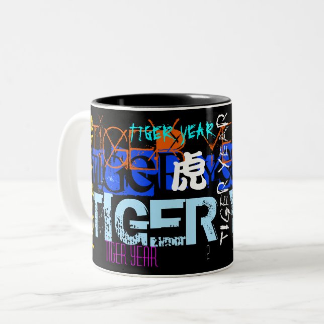 Graffiti style Repeating Tiger Year 2022 Mug (Front Left)