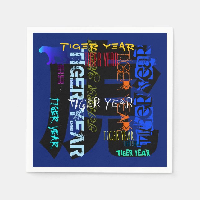 Graffiti style Repeating Tiger Year 2022 PPN Napkins (Front)