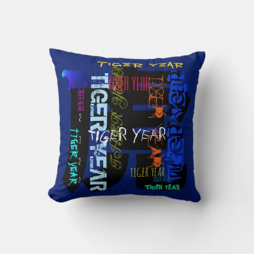 Graffiti style Repeating Tiger Year 2022 Square  Throw Pillow