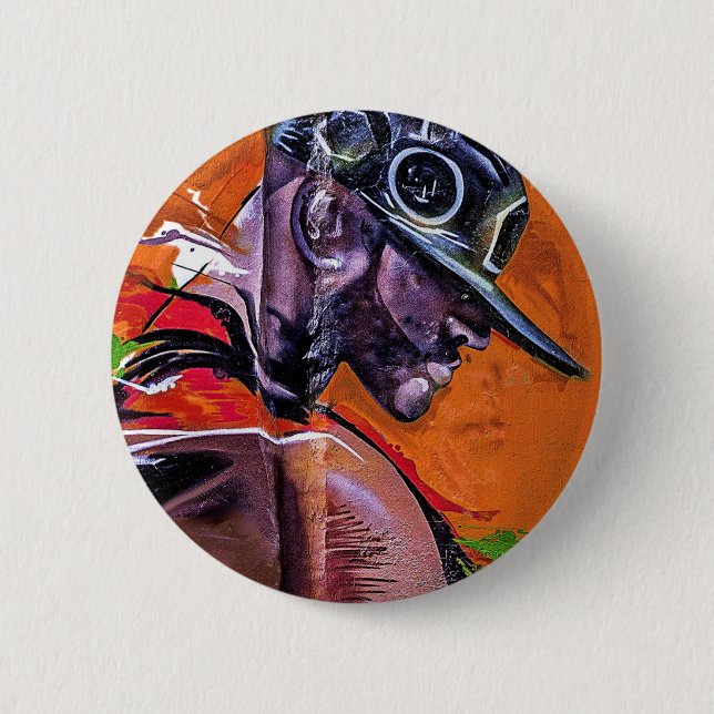 Graffiti Style Skateboarder Guy Button (Front)