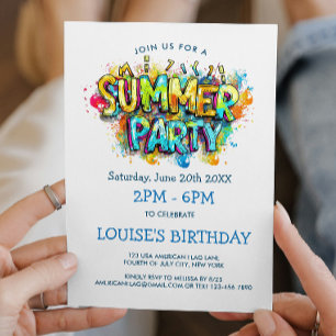 Graffiti Style Summer Party  Invitation