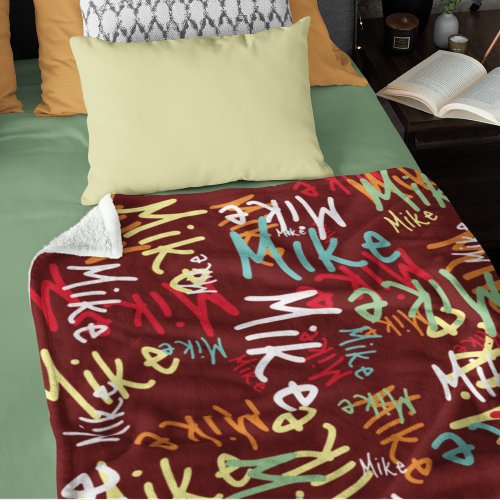 Graffiti Style Typography Pattern Fleece Blanket