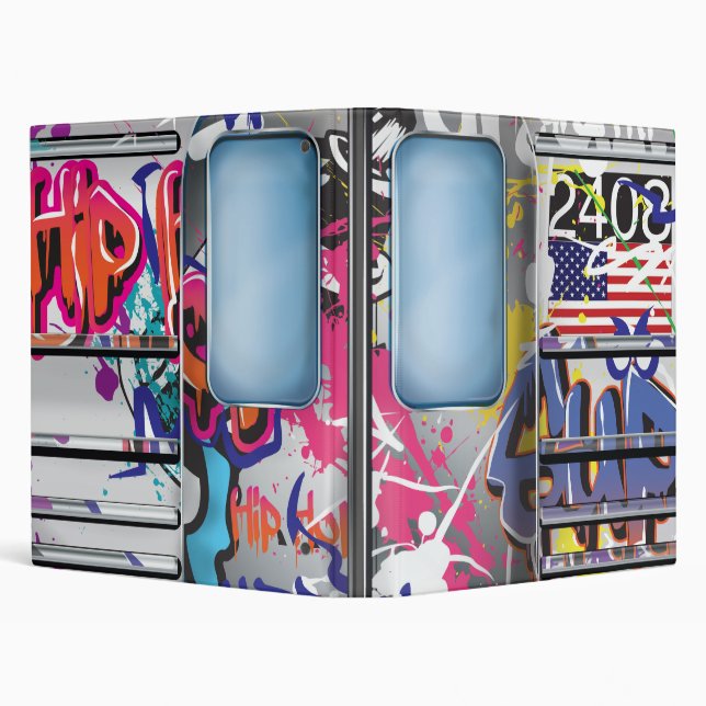 Graffiti Subway Train 3 Ring Binder (Background)