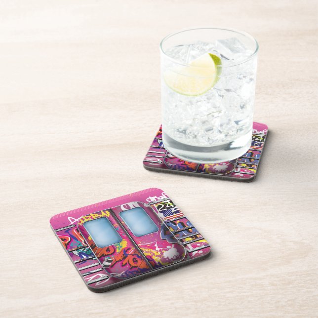 Graffiti Subway Train Beverage Coaster (Right Side)