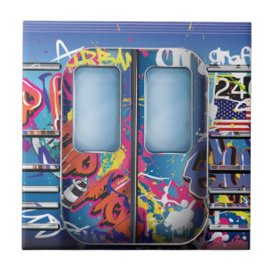 Graffiti Subway Train. Ceramic Tile
