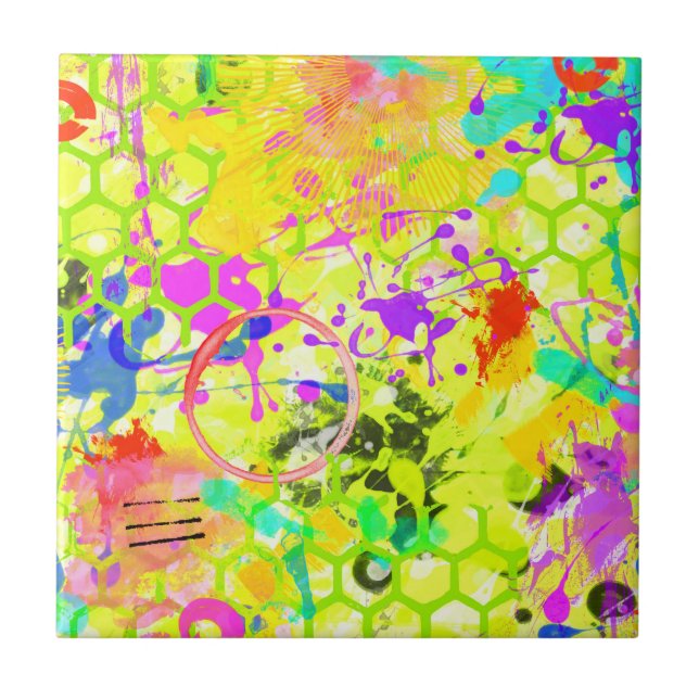 Graffiti Summer Abstract 1 Ceramic Tile (Front)