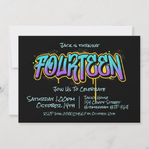 Graffiti Teen Fourteen Invitation