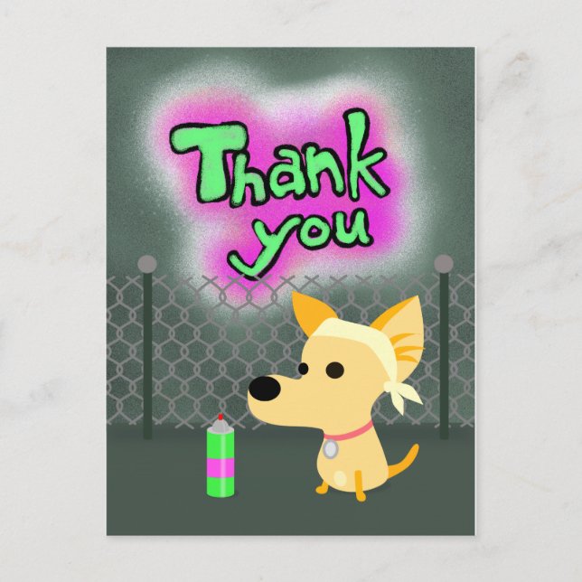 Graffiti Thank You Dog Postcard (Front)
