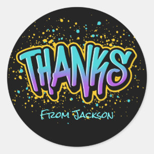 Graffiti Thanks Classic Round Sticker