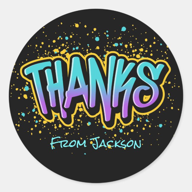 Graffiti Thanks Classic Round Sticker (Front)