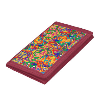 Graffiti Tiger Memphis Global Village Coffehouse Tri-fold Wallet
