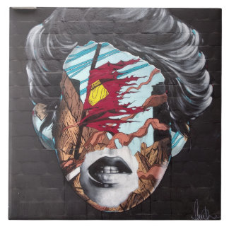 Graffiti Tile Depicting a Woman's Head