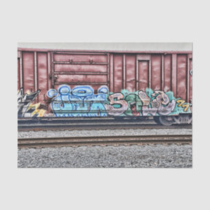 Graffiti Train Grunge Colorful Urban Street Art Tissue Paper