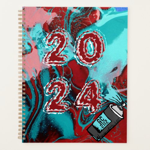 Graffiti Turquoise Pink Red Spray Paint Can 2024  Planner