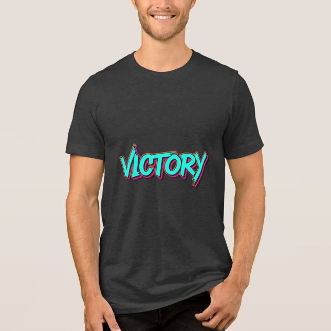 Graffiti Typography VICTORY Design T-Shirt Tri-Blend Shirt (Front)