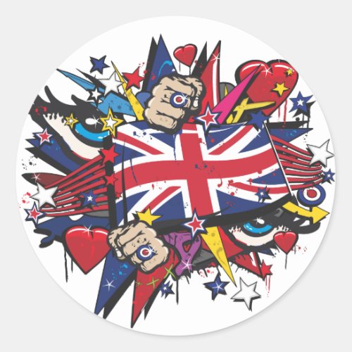 Graffiti UK flag English London pop art graff Classic Round Sticker