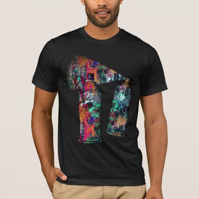 Graffiti Wall and Spray Paint Splatter T-Shirt (Front)