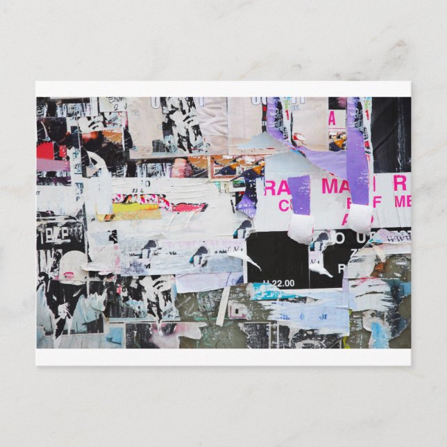 Graffiti Wall Banksy Style Torn Paper Postcard (Front)