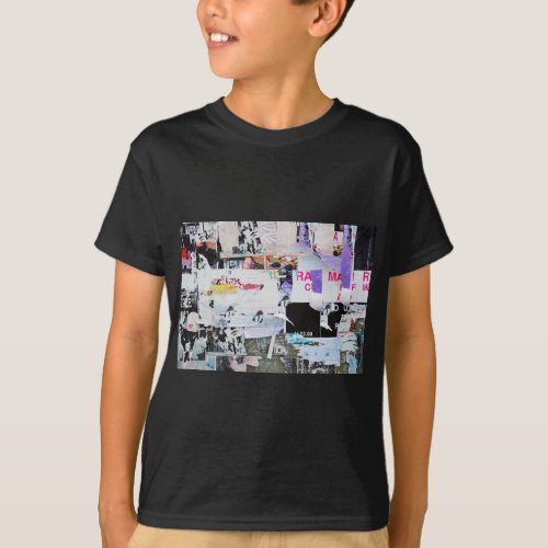 Graffiti Wall Banksy Style Torn Paper T_Shirt