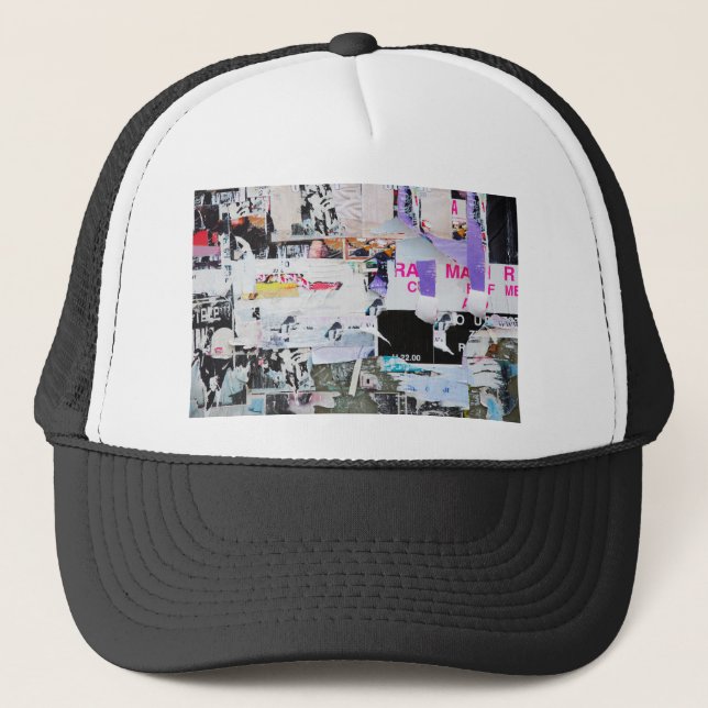 Graffiti Wall Banksy Style Torn Paper Trucker Hat (Front)