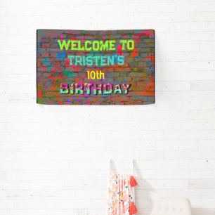 Graffiti wall birthday banner