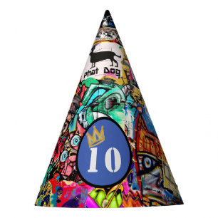 Graffiti wall collage party hat