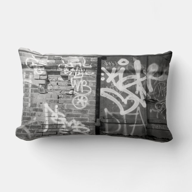 Graffiti wall in Brooklyn, New York City Lumbar Pillow (Front)