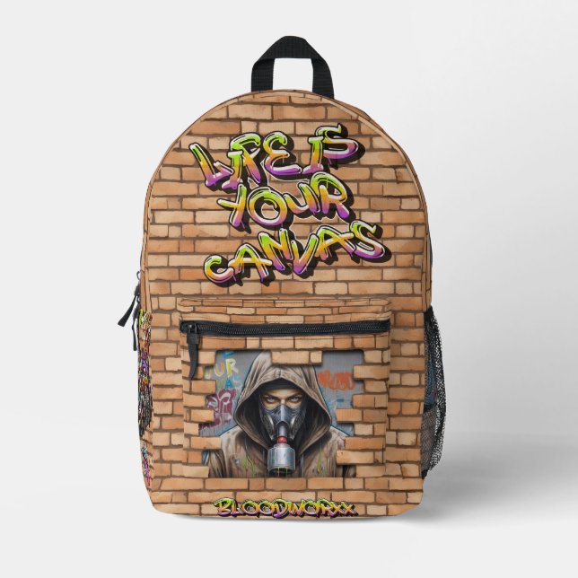 Graffiti Wall Printed Backpack (Front)