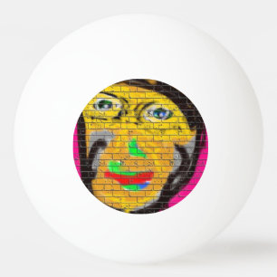 Graffiti Wall Sports Man Portrait Pink Yellow Art Ping Pong Ball