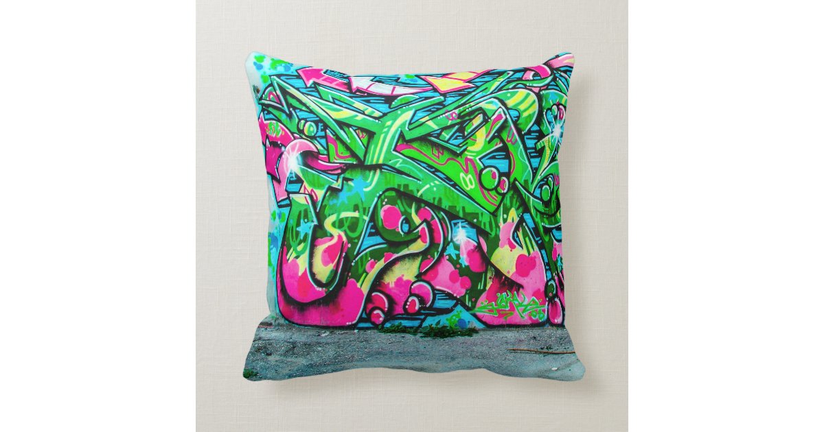 Graffiti Wall Throw Pillow