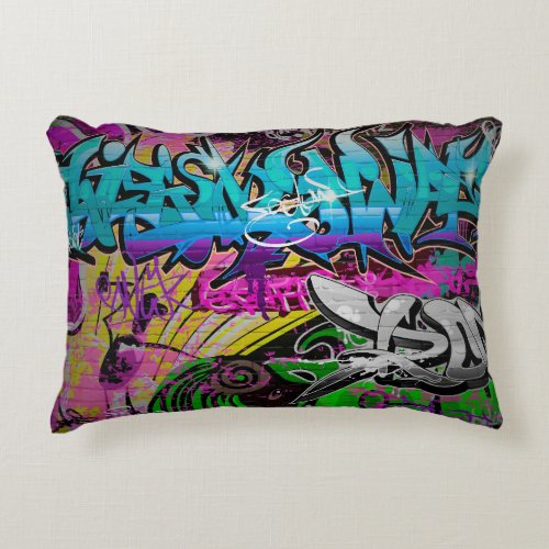 Graffiti wall urban artgraffitiartwallgrafitig accent pillow