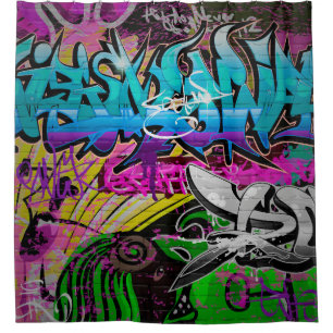 Graffiti wall urban artgraffiti,art,wall,grafiti,g shower curtain