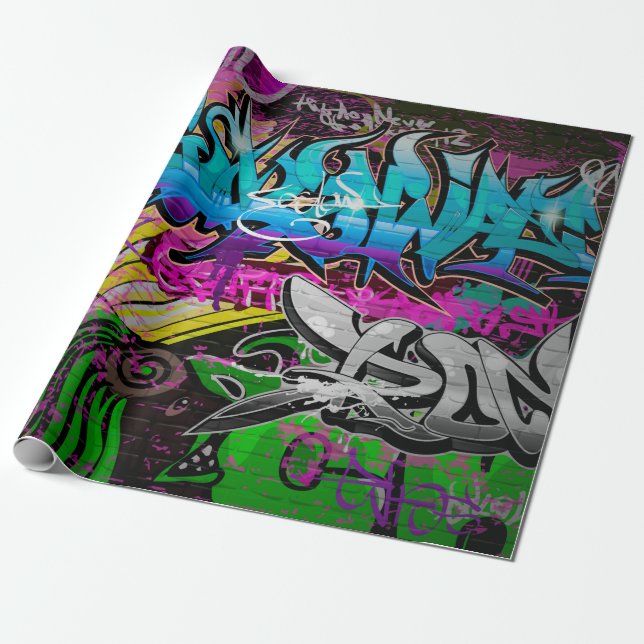 Graffiti wall urban artgraffiti,art,wall,grafiti,g wrapping paper (Unrolled)