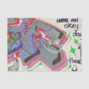 Graffiti White Gray Urban Grunge Street Wall Art Tissue Paper