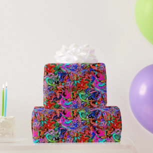Graffiti with blue, red, green and purple wrapping paper