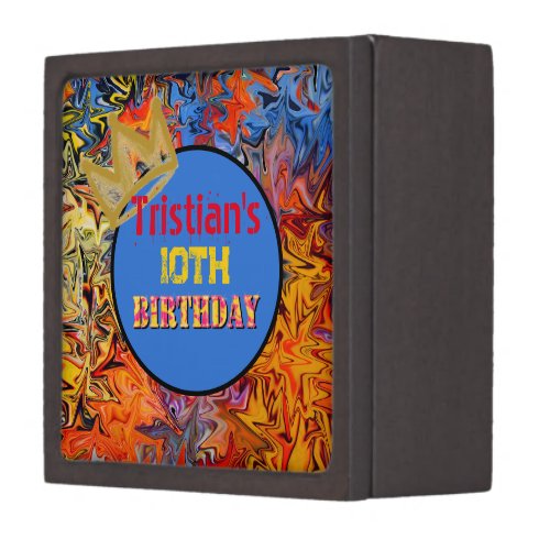 Graffiti with gold crown birthday  gift box