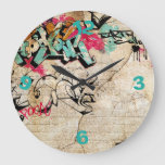 Graffiti With Numbers Large Clock at Zazzle