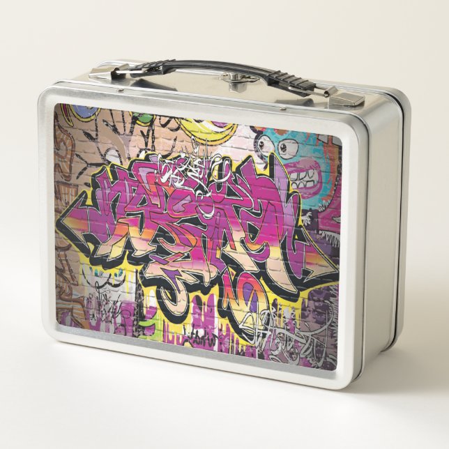 Graffiti word art retro fun lunch box | Zazzle